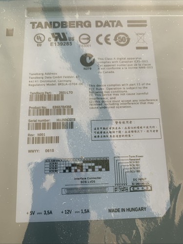 Tandberg data 3501 - tandberg, 3501-ltd