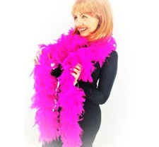 BLACK WHITE PINK FEATHER BOA