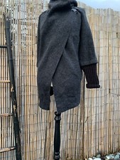 Gharani Strok London Charcoal Grey Bolied Wool Waterfall Wrap Coat Jacket S 10