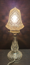 Cut glass bedside cabinet lamp with glass shade 38cm