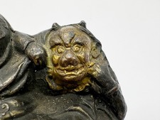 ANTIQUE JAPANESE BRONZE COVERED GEISHA DEMON MASK STATUE ORIENTAL ART FIGURINE