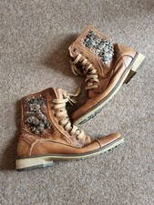 Feud Britainnia Free People Tan Brown Leather Studded Ankle Boots Size 8 Women