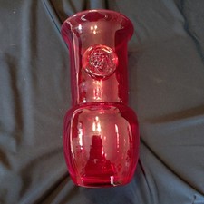 SIGNED Large  Red Glass Vase