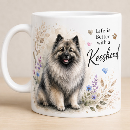 Personalised keeshond mug - mug, |
