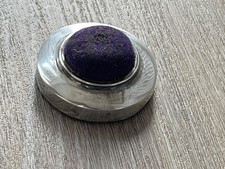 antique solid silver pin cushion . birmingham 1930