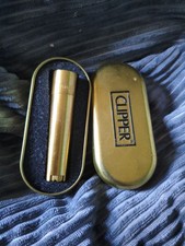 Clipper Gold Plated Metal Lighter with Gold Tin Case Pocket Lighter Refillable