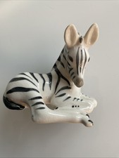 Vintage Made = USSR Perfect Laying  Zebra Figure No Chips /Cracks Crackled Glaze