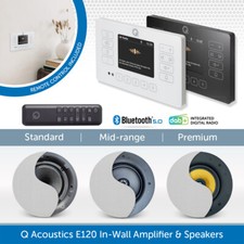Q Acoustics E120 Bluetooth & DAB Radio In-Wall HiFi System 6.5" Ceiling Speakers