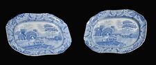 Pair of Spode Blue & White Castle Pattern Plates | 19th Century English Pottery