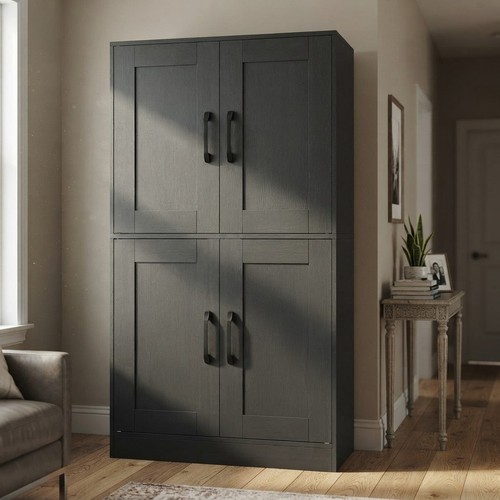 Sleek black door kitchen - black,