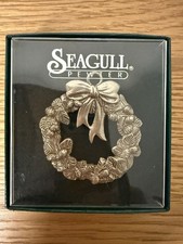SEAGULL PEWTER CHRISTMAS TREE DECORATION WREATH