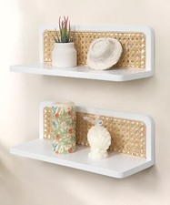 Rattan Floating Shelves, Boho