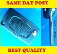 FOR PEUGEOT1007 4 Button Remote FLIP KEY FOB CASE with groove blade  Repair