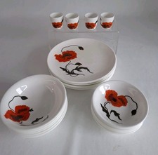 Wedgwood Susie Cooper Design Corn Poppy, Plates, Bowls & Egg Cups, 21 pcs