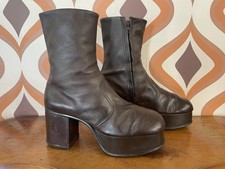 1970’s Vintage Platform Boots In Brown Leather, Amazing Condition, Ready To Rock