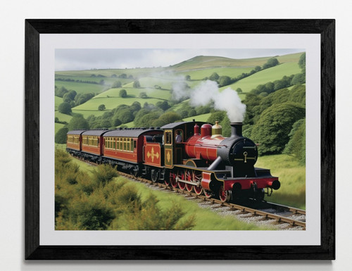 Steam train framed - steam, canvas