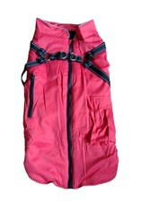 Large Red Fleece-lined Dog Coat With Built In Harness - Size XXL (Approx 25" L) 