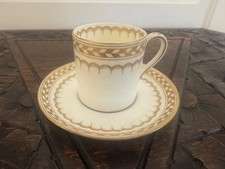 Antique Crown Staffordshire Demitasse Espresso Coffee Cup & Saucer, Rare Pattern