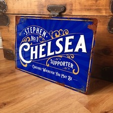 Personalised Chelsea Football Sign Metal Plaque Vintage Retro - 200x305mm