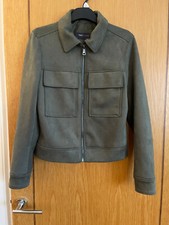 Ladies Marks and Spencer  Suede Effect Jacket with zip, Green, Lined, size 8
