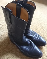Justin Roper Boot Size 8 1/2B US, UK 7 Blue Vintage 1990s Blue Leather Western