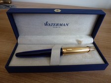 WATERMAN EDSON SAPPHIRE FOUNTAIN PEN 18K GOLD STUB NIB - NEAR MINT CONDITION