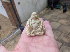 Vintage Alabaster Buddha Figurine Hand Carved Ornament Museum Reproduction