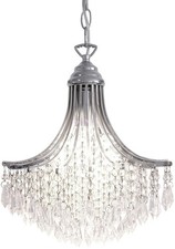 Art Deco Chrome Ceiling Light Pendant with Glass Droplets