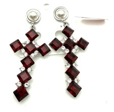 Large Cross Earrings Bold Red