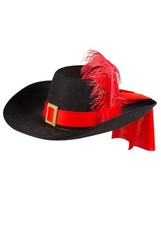 Adult Size Black Musketeer Hat