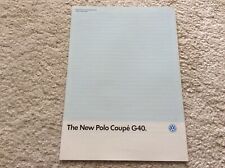 Volkswagen Polo G40 Coupe Specifications 1991-92 UK Market Foldout Brochure