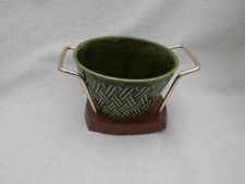 RETRO 1960s WYNCRAFT & LORD NELSON GREEN BOWL TEAK METAL STAND ~ SUPERB