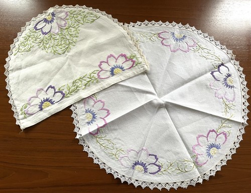 Vintage hand embroidered table - vintage,