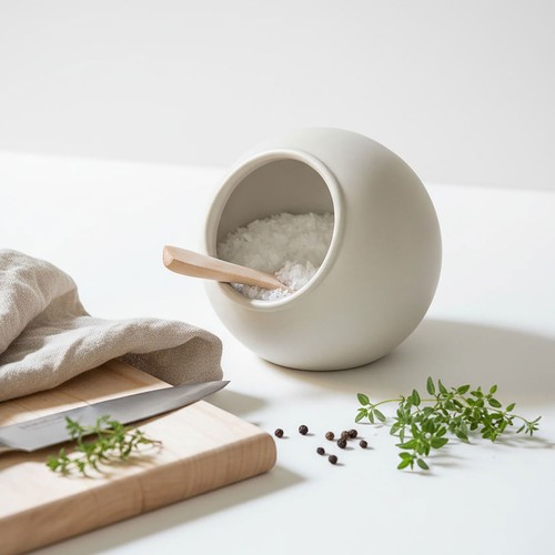 Classic white ceramic salt - ceramic,