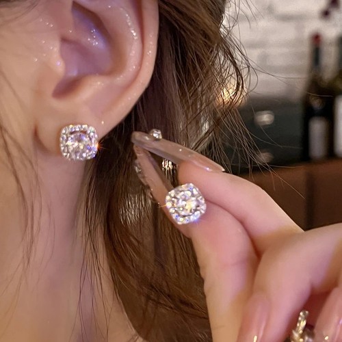 Earrings square stud - earrings,