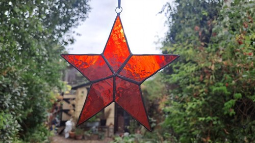 Stained glass red star - glass,