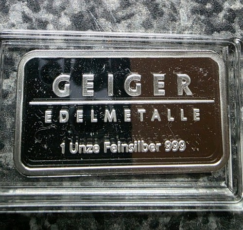 Silver bar geiger - oz, .rare.
