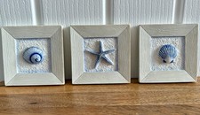 3 Marks & Spencer M&S Small Mini Wall Plaque Sea Shell Beach Design Decor 8.5cm