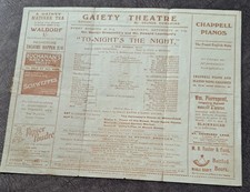1915 Gaiety Theatre programme George Grossmith To-Night`s The Night