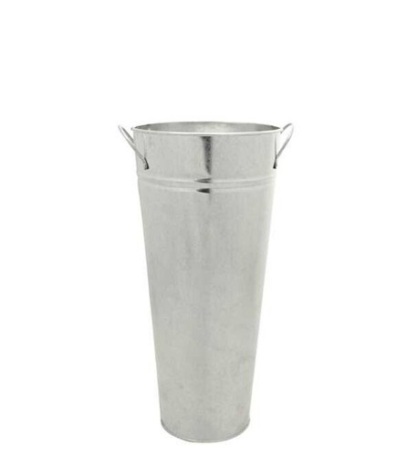 Galvanised vase with handles - galvanised,