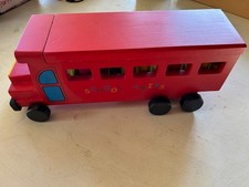 Wooden toy school bus with