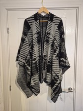 New Look Grey And Black Poncho. One Size