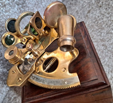 Vintage Brass Nautical 4" Sextant Replica - Good Quality  In Hardwood Box VGC !