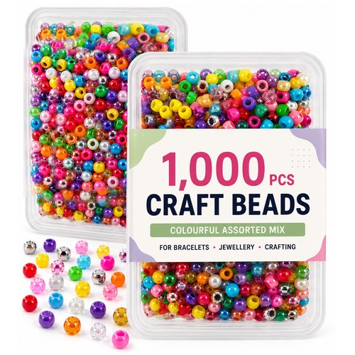 1000 pony beads 9x6mm acrylic - 1000,
