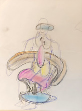 Original drawing by Luigi Colani: project for anatomical armchair