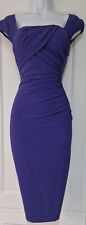 Womens Lk Bennett Purple Crepe Draped Evening Cocktail Davina Bodycon Dress 8.
