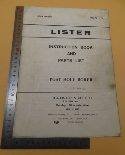 Lister instruction book and - instruction,