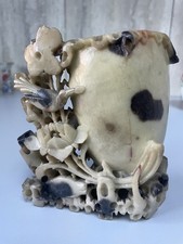 Beautiful Antique Chinese Hand Carved Soapstone Statue Figure Qing Dynasty