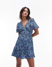 Topshop Bella Tea Dress Blue