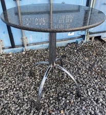 Black Granite Top Bistro Pedestal Table Kitchen Café Bar Good Condition